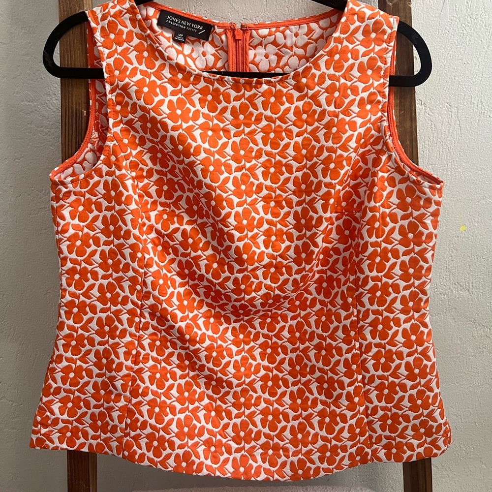 Retro Sleeveless Orange Floral Top